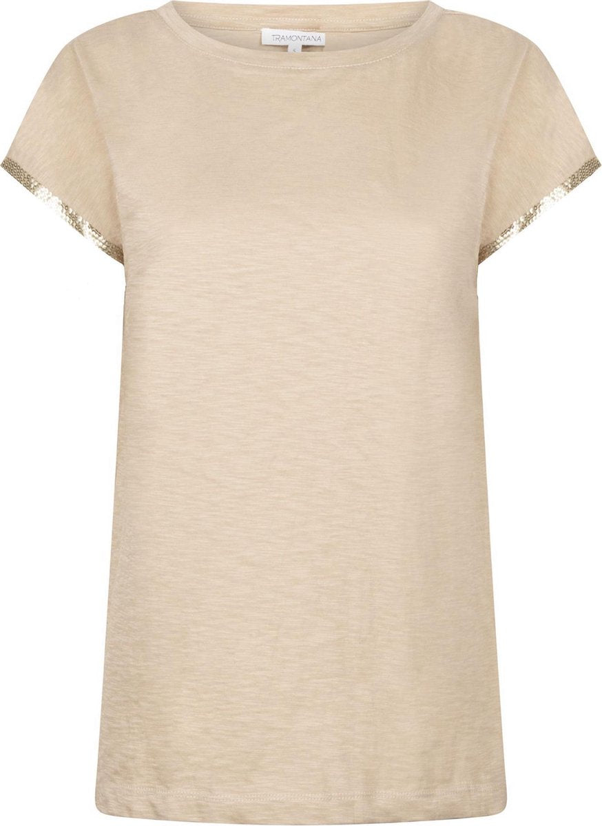 Tramontana | T-Shirt Sequins | Sand | Maat M