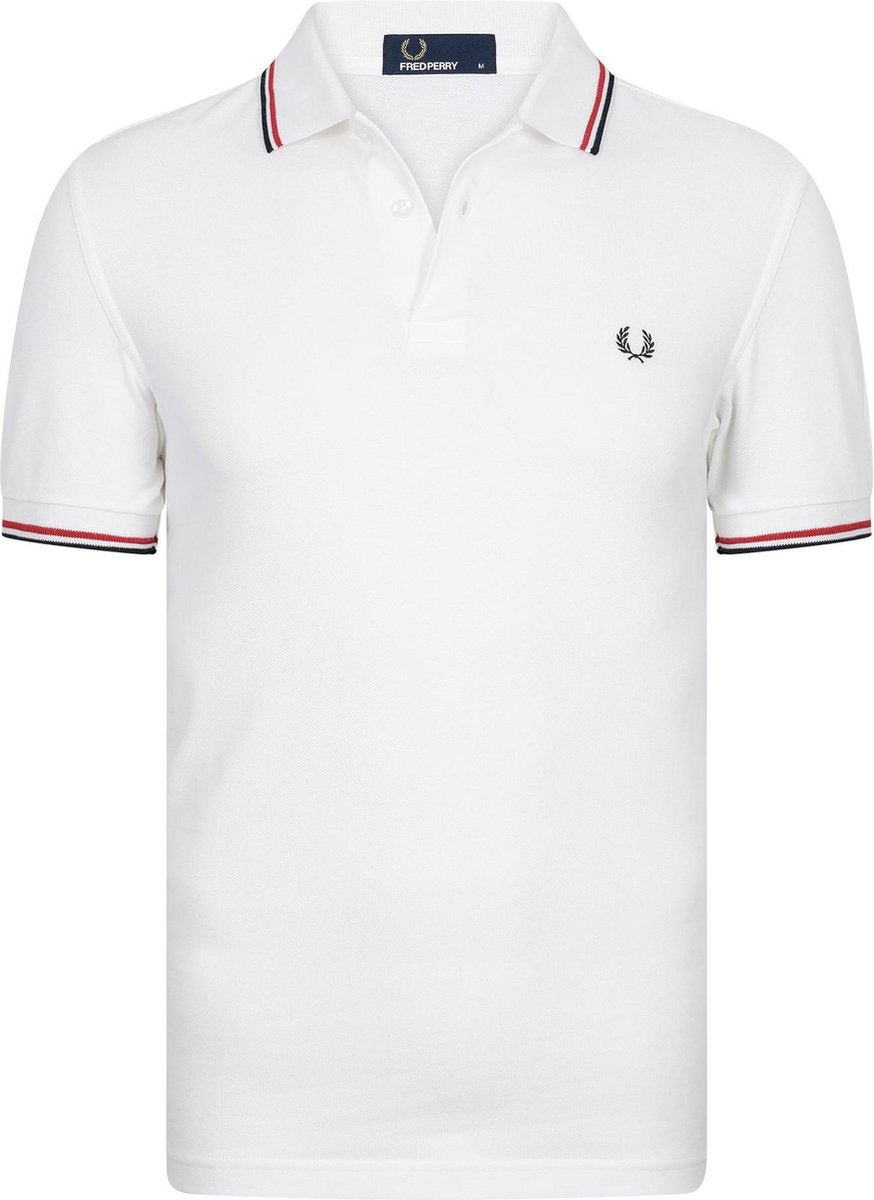 Fred Perry M3600 polo twin tipped shirt - heren polo White / Bright Red / Navy -  Maat: 3XL