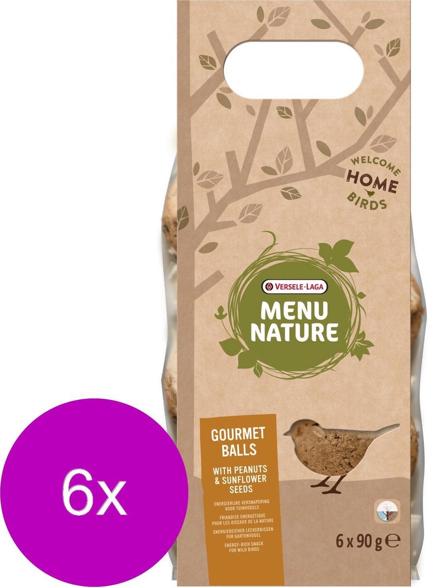 Versele-Laga Menu Nature Mezenbol Gourmet Pinda & Zonnebloempit - Voer - 6 x 540 g