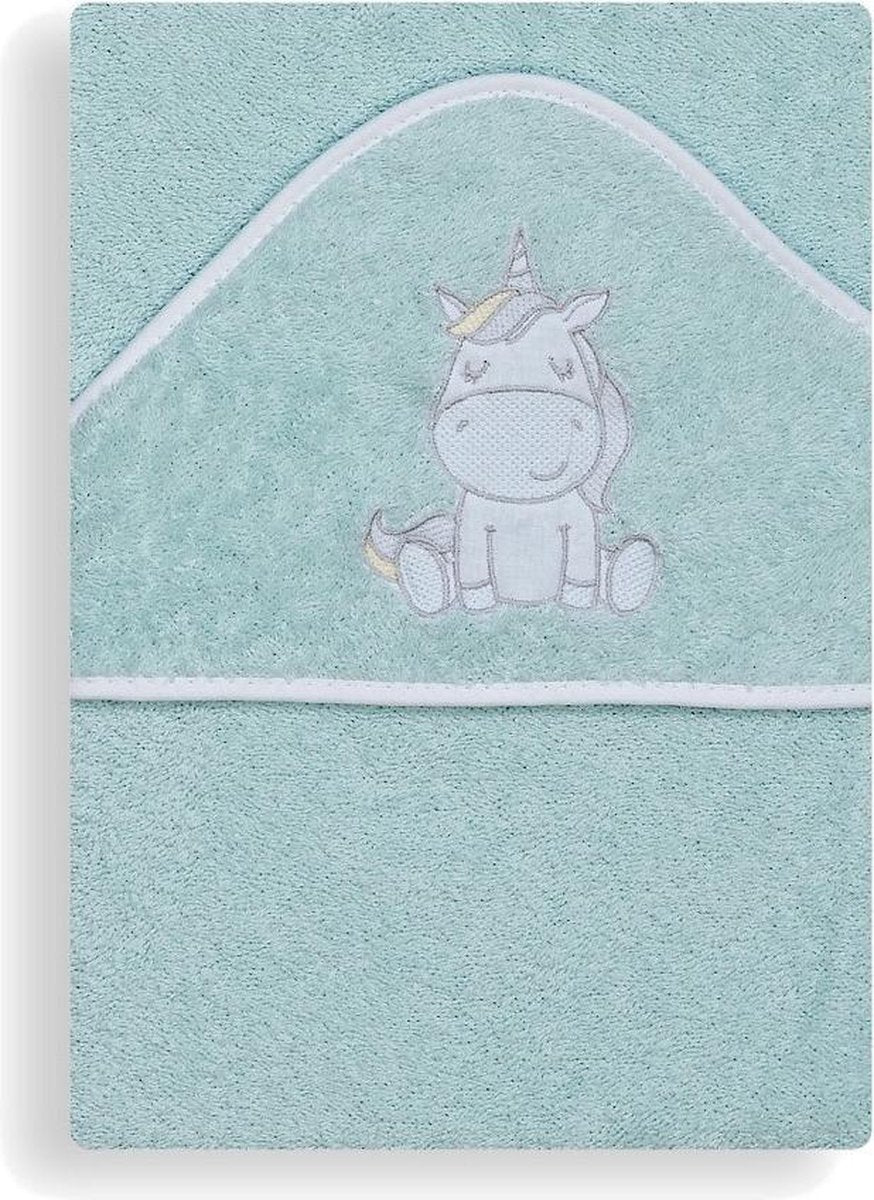 Interbaby Badcape Eenhoorn Junior 100 Cm Katoen Groen