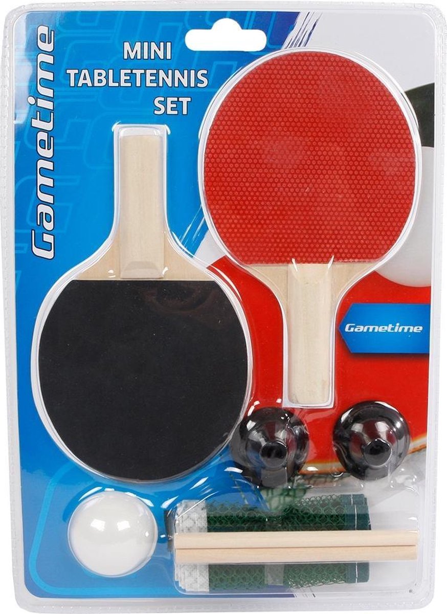 Gametime Tafeltennisset Mini 16 X 9 Cm Zwart/rood 4-delig