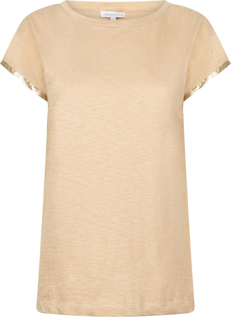Tramontana | T-Shirt Sequins | Sand | Maat L
