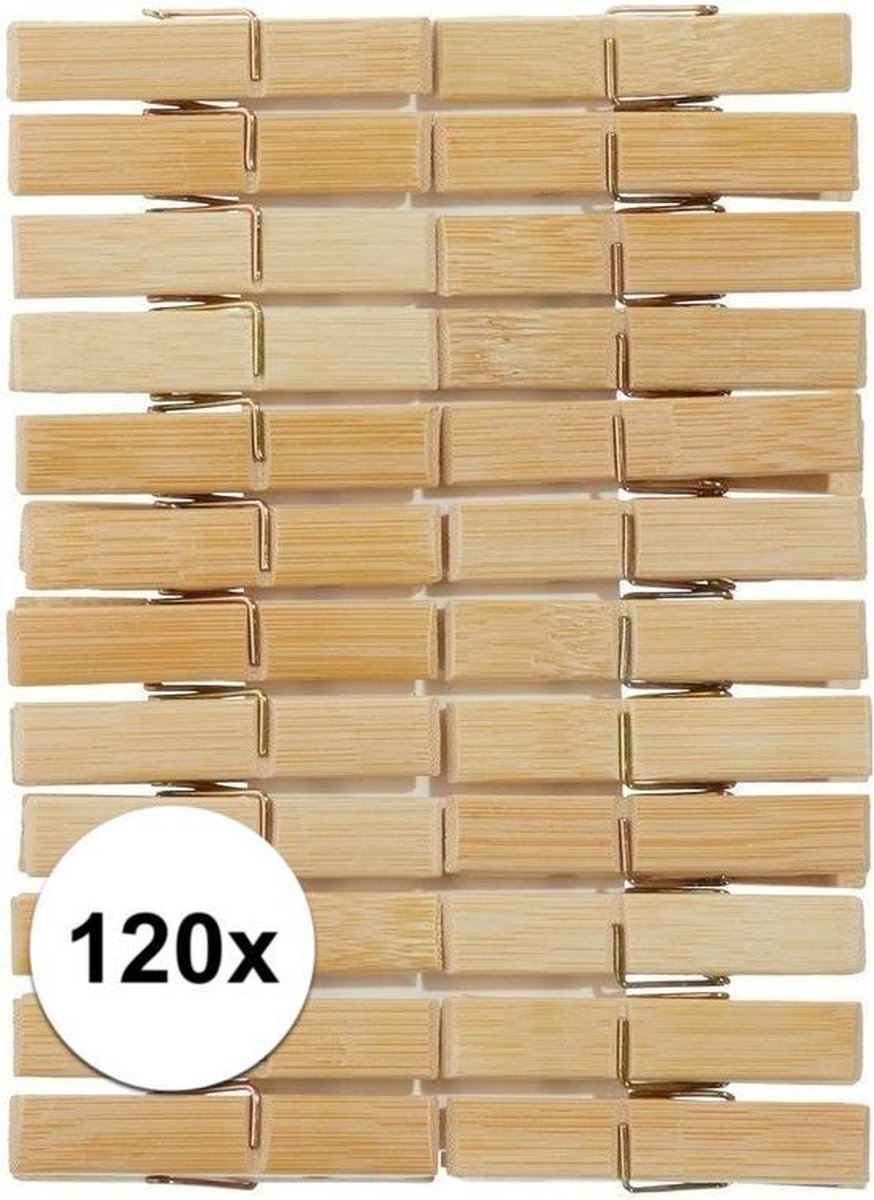 120x Houten wasknijpers 6 cm - Huishoudelijke producten wasknijpers