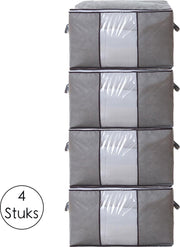Opbergtas Kleding - Grijs - 4 Stuks - Organizer voor Dekbed – Opbergzak – Opbergers voor Seizoenskleding