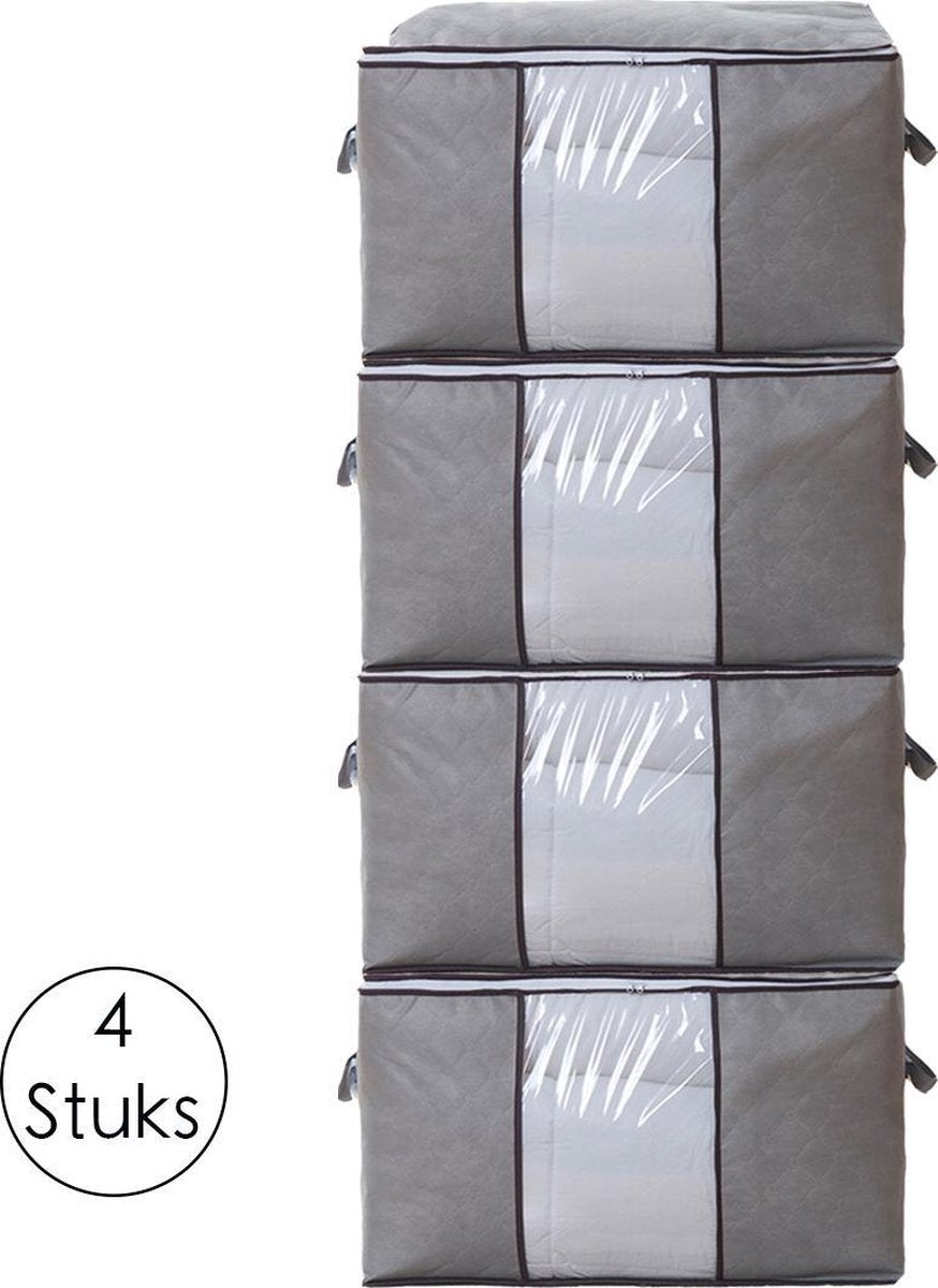 Opbergtas Kleding - Grijs - 4 Stuks - Organizer voor Dekbed – Opbergzak – Opbergers voor Seizoenskleding