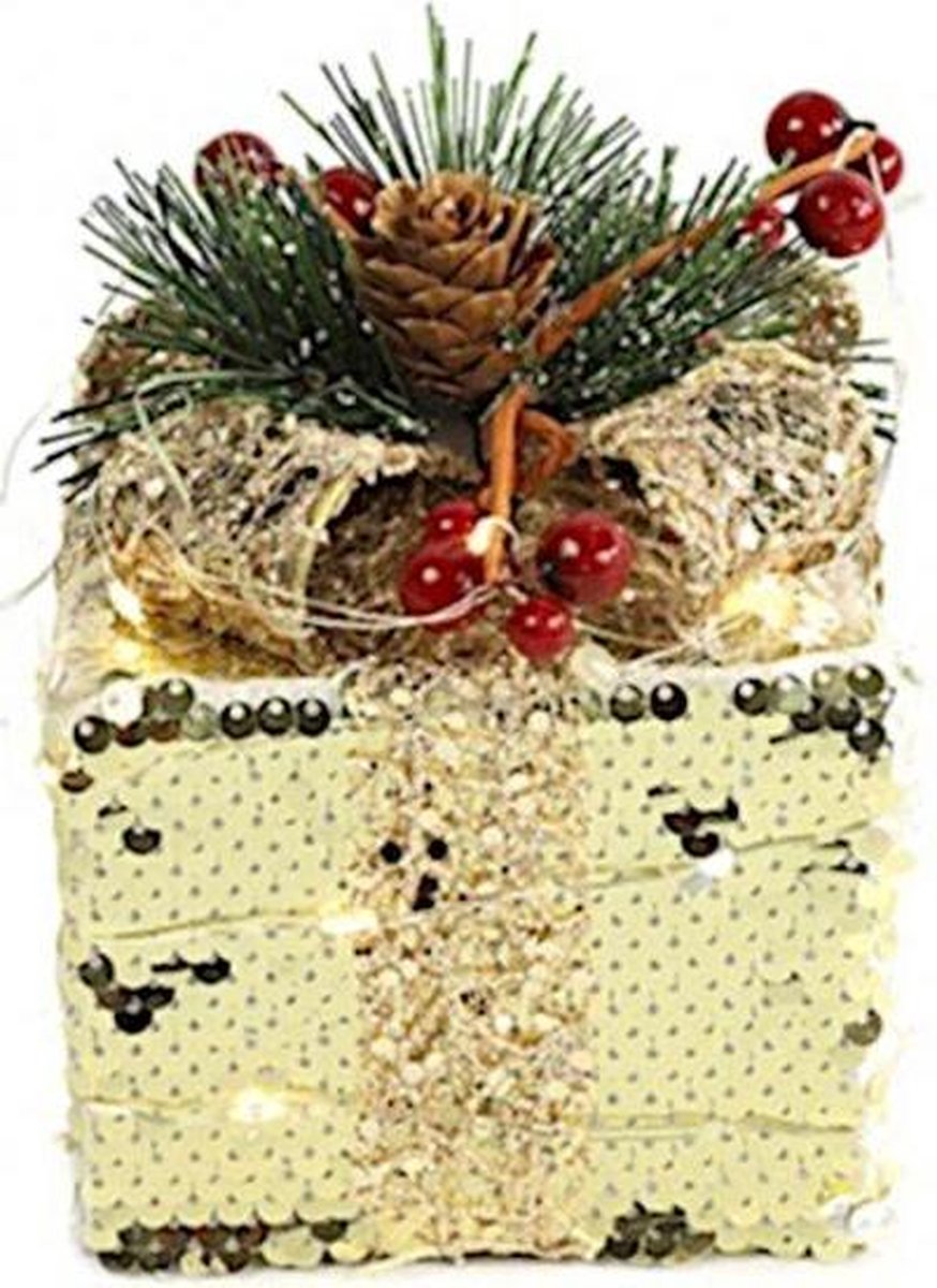 Countryfield Decoratie Cadeaubox Led 20 Cm Goud