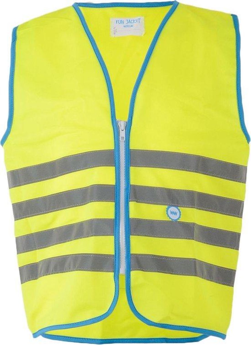 Veiligheidshesje Wowow Fun Fietsjas - Maat XL (11-14 jr) - Unisex - geel/blauw/zilver