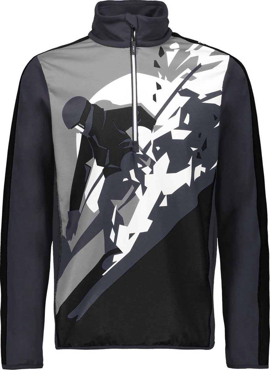 CMP Wintersportpully - Maat 152  - Unisex - donkergrijs/zwart/wit