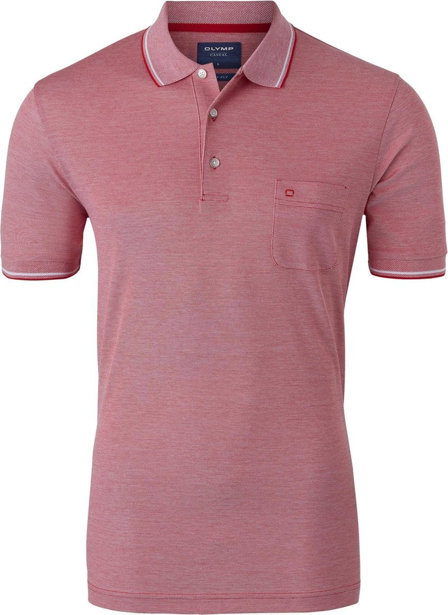 OLYMP modern fit poloshirt - rood melange -  Maat: 3XL