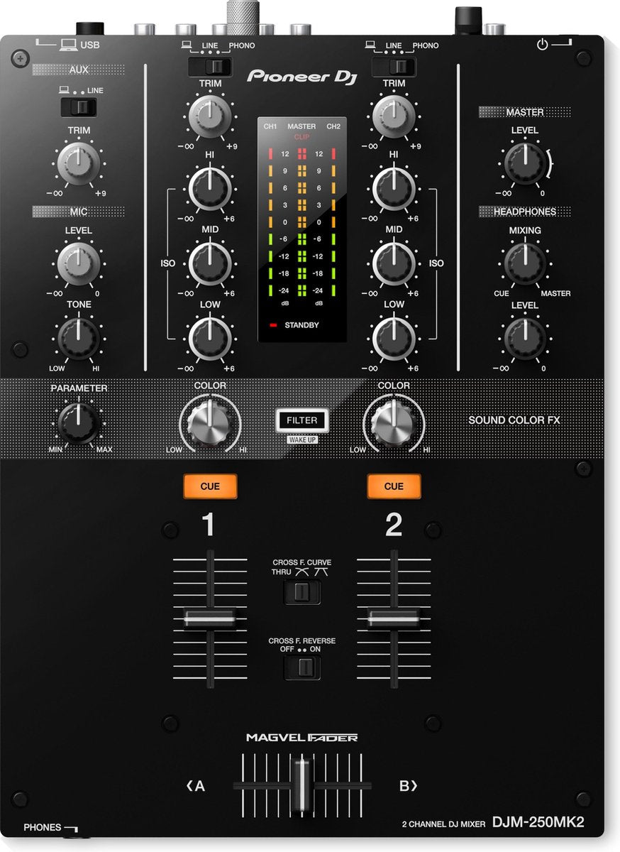 Pioneer DJM-250MK2 mengpaneel 2 kanalen 20 - 20000 Hz Zwart