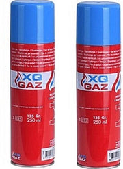 2x Busje aansteker gas / butaan gasfles 250 ml
