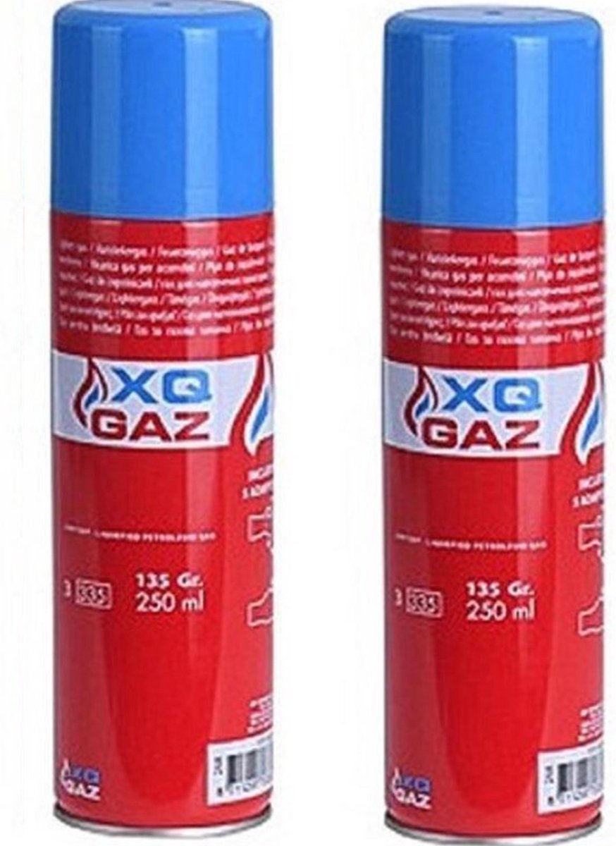 2x Busje aansteker gas / butaan gasfles 250 ml