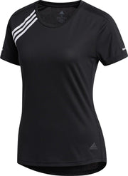 adidas - Run It Tee 3-Stripes - Zwart - Dames - maat  XS