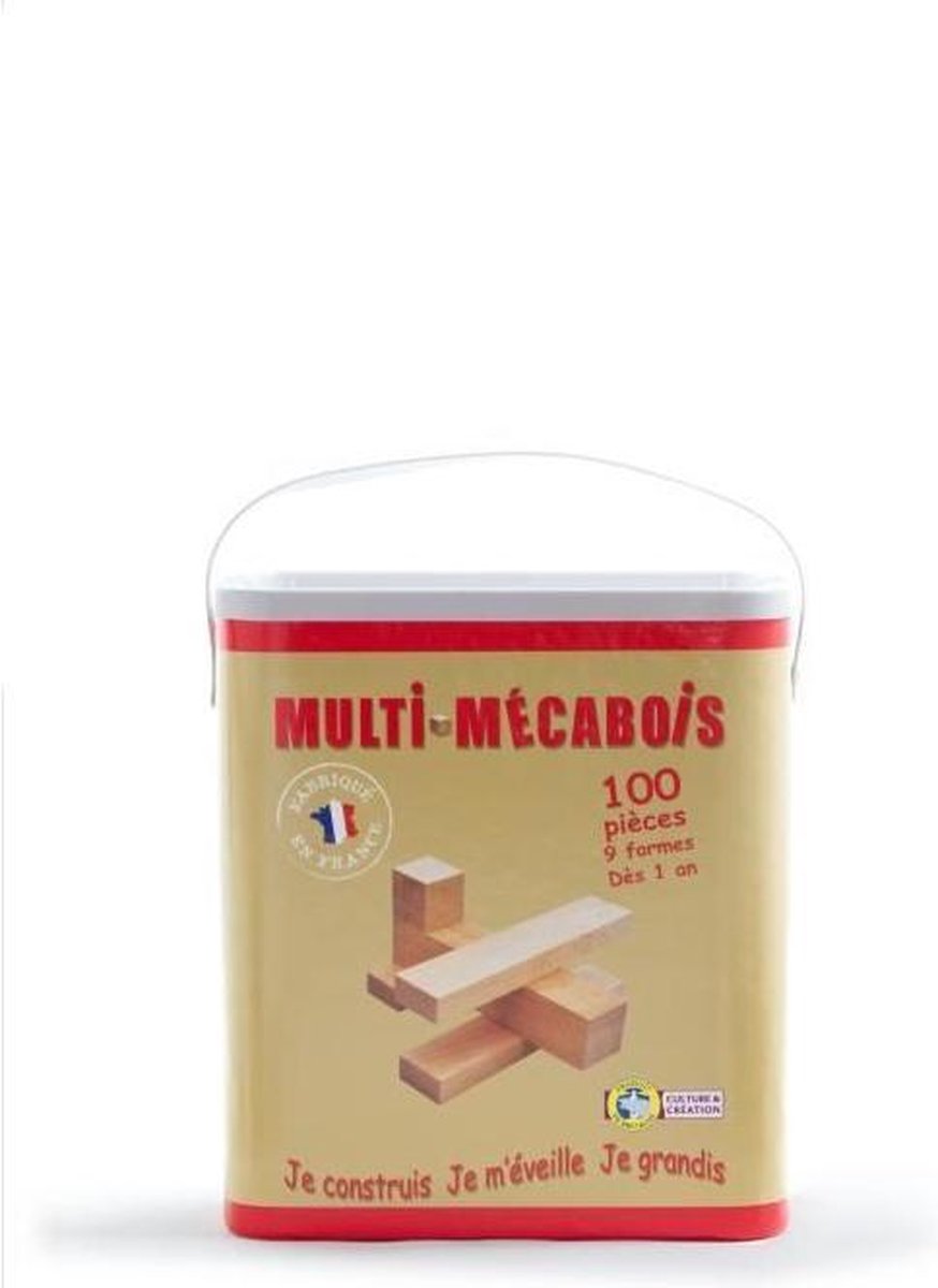 MECABOIS - Vat van 100 stuks - Houten bordspellen bouwen - Gemaakt in Frankrijk