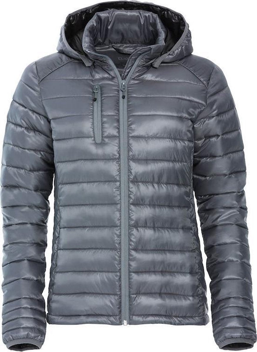 Clique Hudson Hooded Dames Outdoor Jas - Grijs- Maat XXL- 44