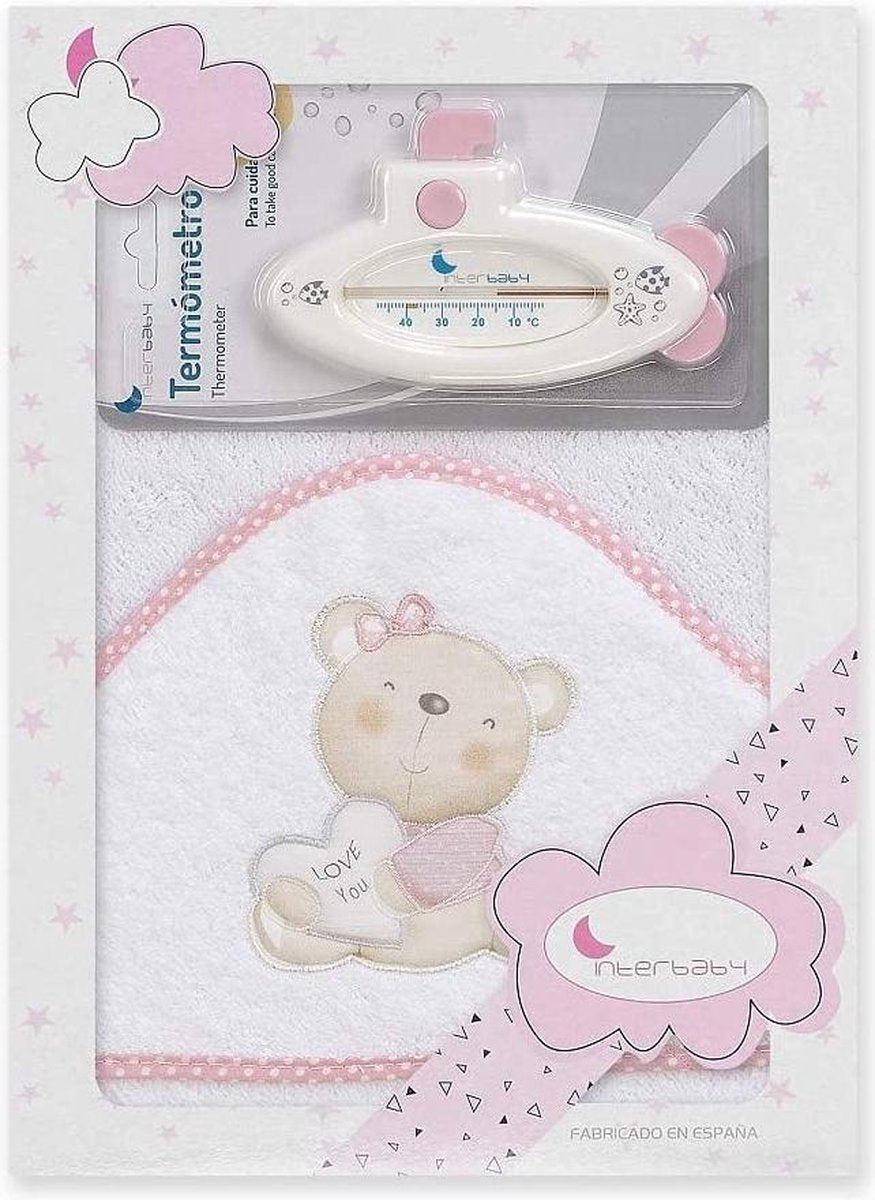 Interbaby Badaccessoires Love 100 Cm Katoen Roze 2-delig