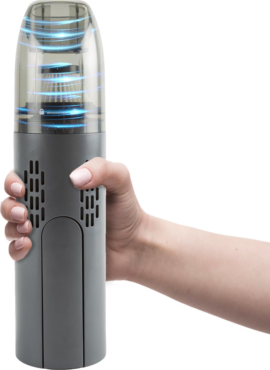 BX Snoerloos Kruimeldief met 3 Opzetstukken – Handstofzuiger Draadloos – Voor nat en droog vuil – USB-oplaadbaar – Compact - Grijs