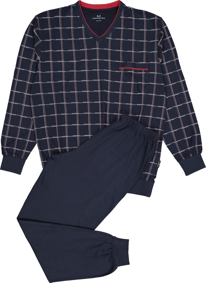 Gotzburg heren pyjama - blauw met rood en wit geruit -  Maat: 5XL