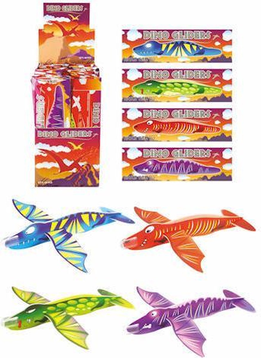 8 stuks dino vliegtuigjes / bouwpakketjes / uitdeelcadeautjes