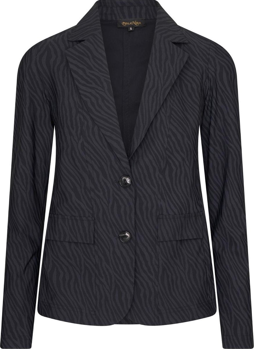 Dames Blazer Travel Perla Nera Grijs Zebra Print S