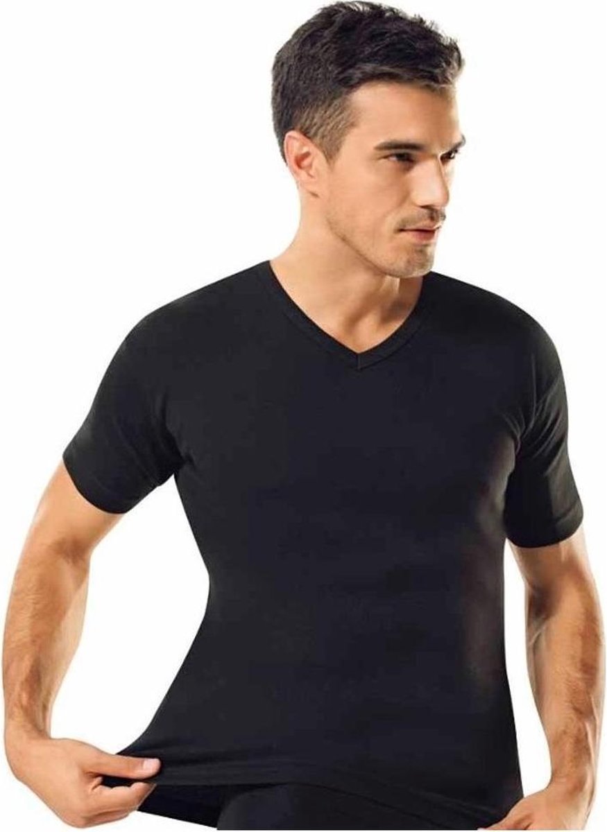 V Hals - Tshirt - 5 Pack - Zwart - Maat S