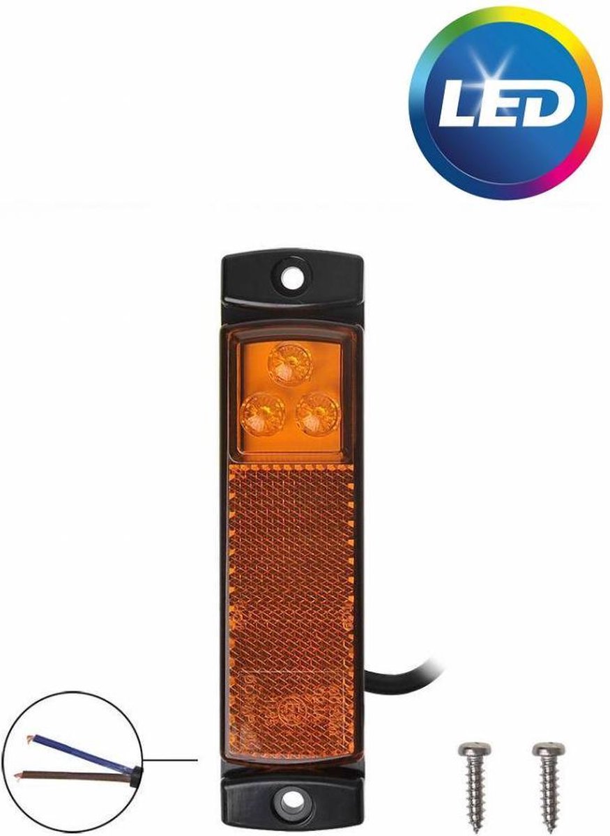 Zijmarkeringslamp Oranje - Autolamp - LED - 12/24V - 126x30mm