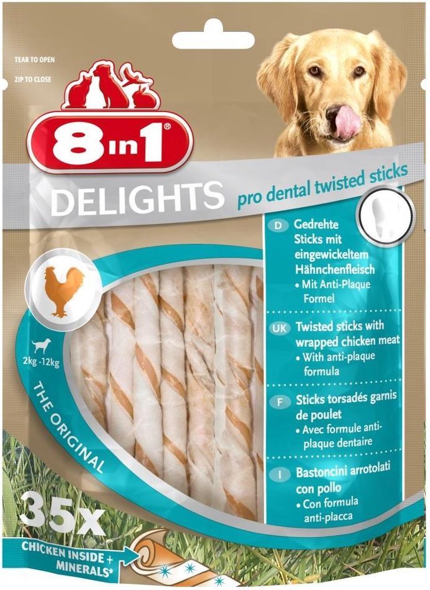 5x 8in1 Delights Pro Dental Twist Stick 35 stuks