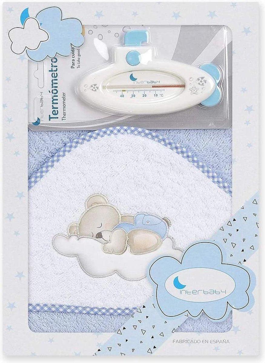 Interbaby Badaccessoires Cloud 100 Cm Katoen Blauw 2-delig