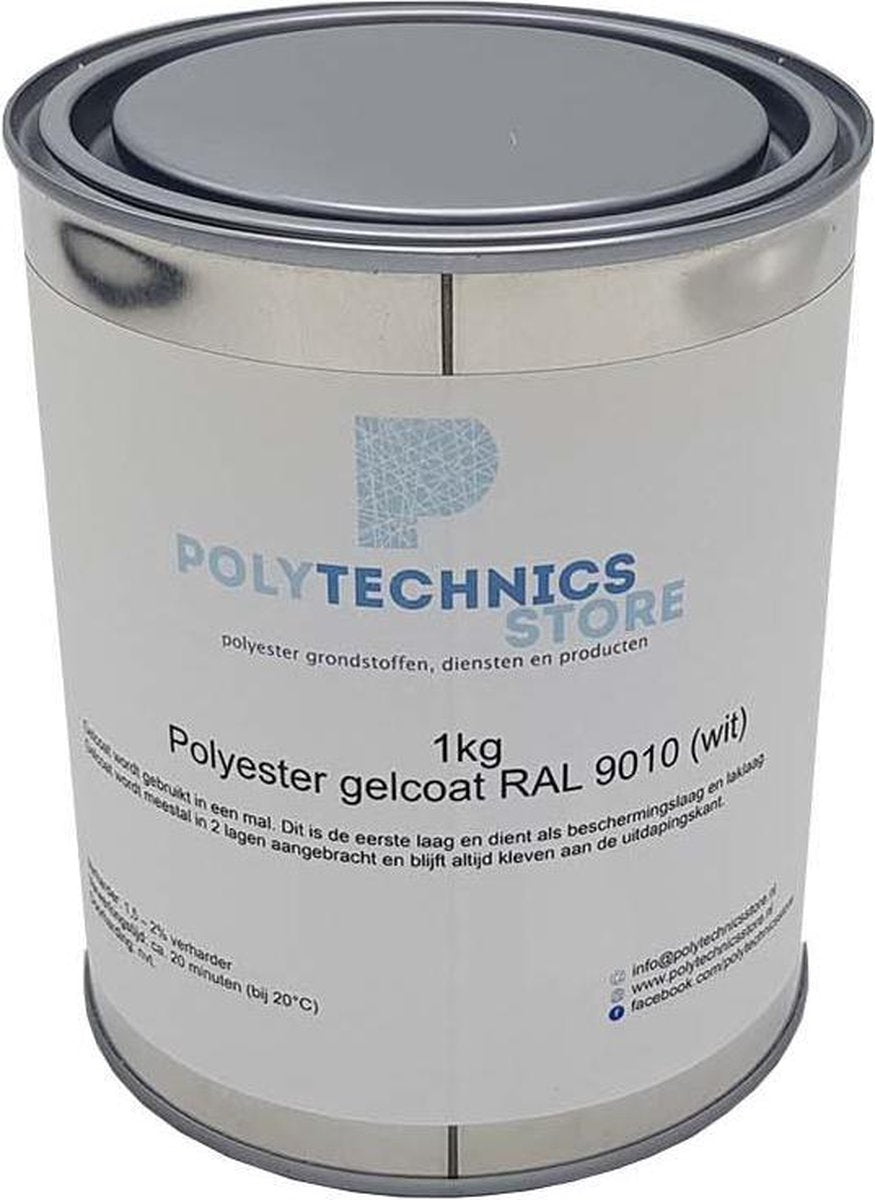 Polyester Gelcoat RAL 9010 (Zuiver wit) 1 kg + MEPK Verharder - Polyester Verf