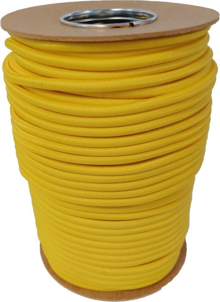 100 meter Elastisch Touw - Geel - 8mm - elastiek op rol