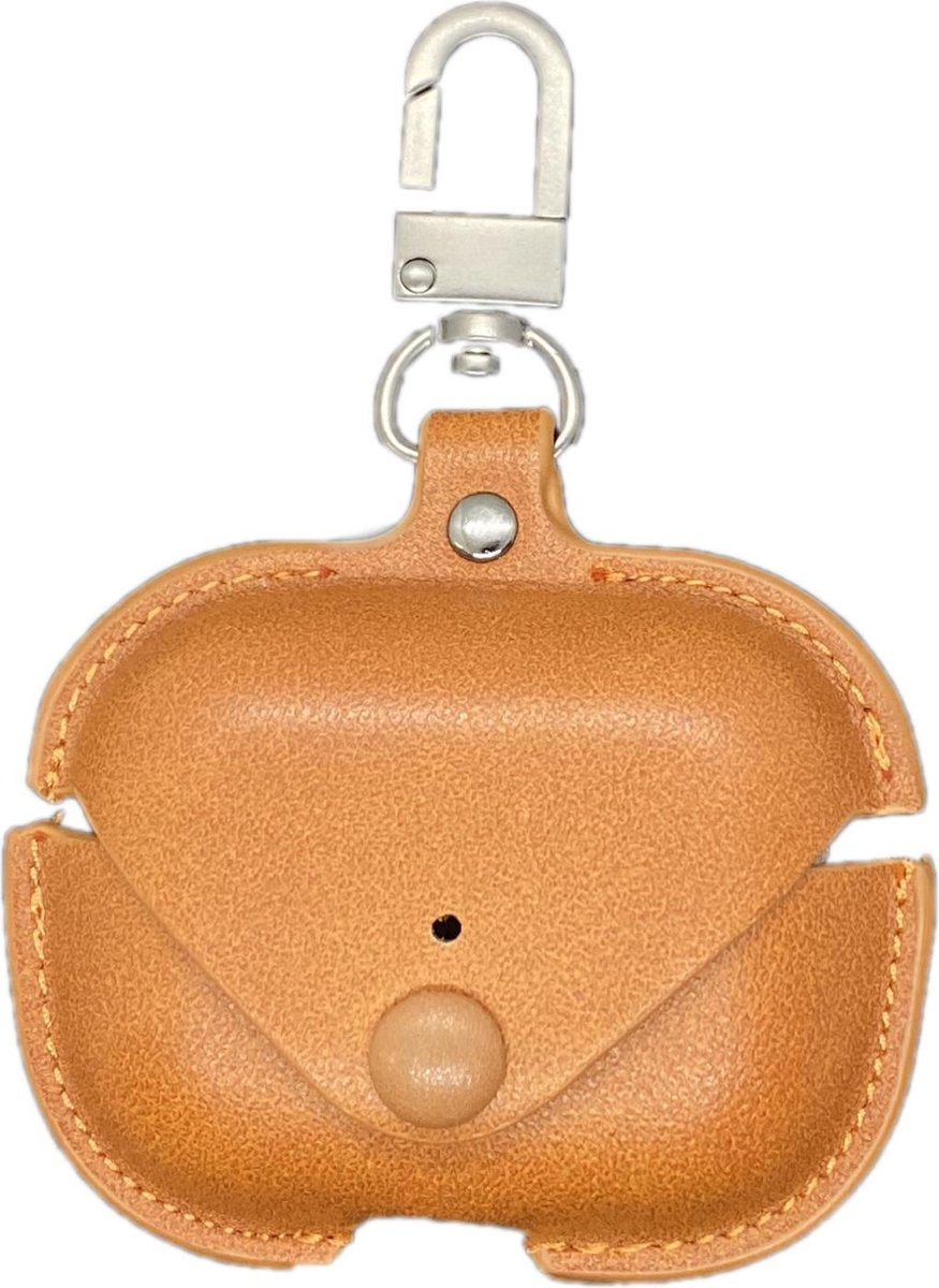 Hoes - Etui - Leer - Lichtbruin - geschikt voor Airpods Pro