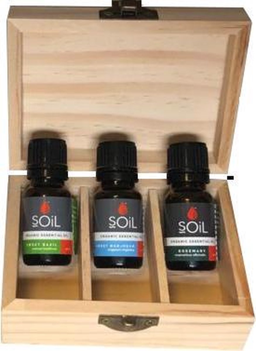 SOIL Biologische Etherische Olie Om Italiaans Te Koken | Basilicum (Ocimum Basilicum) | Marjoraam (Oregano  Majorana) | Rozemarijn | Gratis Bewaarkistje