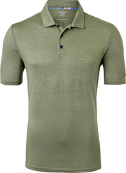 OLYMP modern fit poloshirt - linnen stretch - grijsgroen -  Maat: 3XL