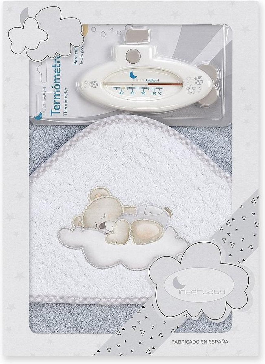 Interbaby Badaccessoires Cloud 100 Cm Katoen Grijs 2-delig