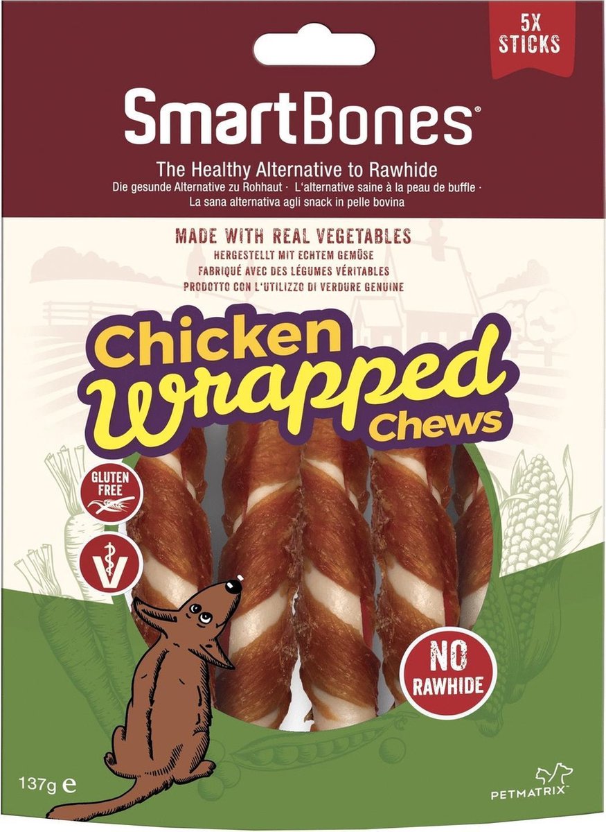 Smartbones Wrapped Sticks - Hondensnacks - Kip 5 stuks