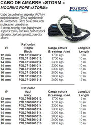 Touw met Lus voor Aanmeren Blauw 'Storm' (diameter: 12mm