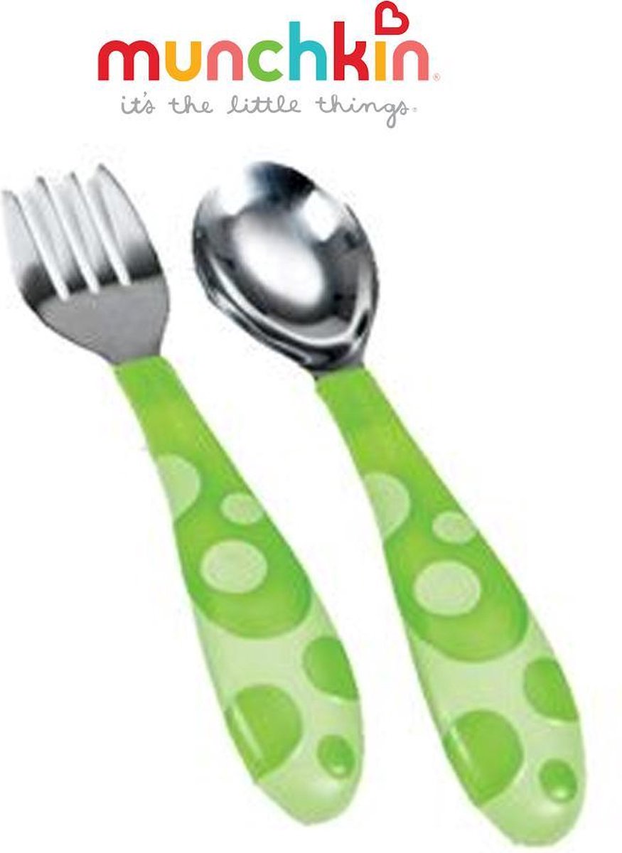 Munchkin Vork en lepel voor peuters - Groen