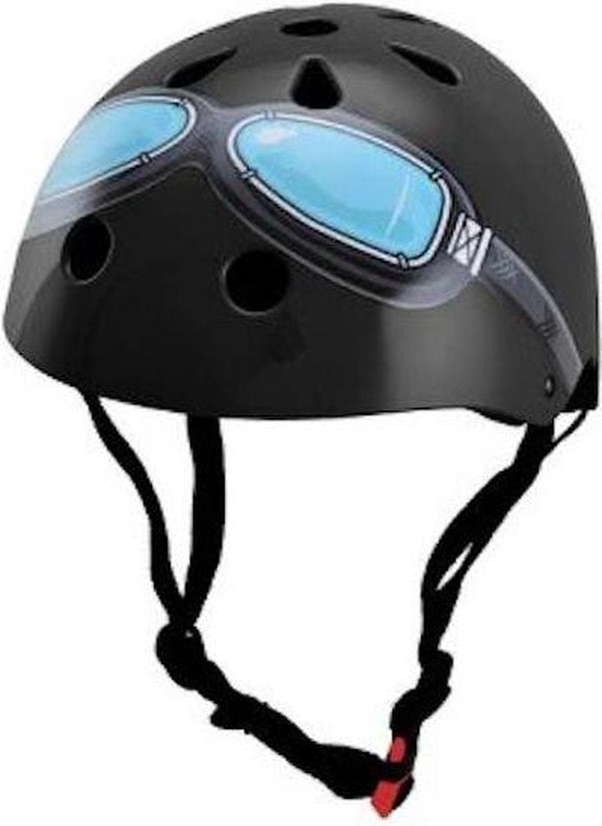 Kiddimoto - Zwarte Bril - Small - Geschikt voor 2-6jarige of hoofdomtrek van 48 tot 52 cm - Skatehelm - Fietshelm - Kinderhelm - Stoere helm - Jongens helm