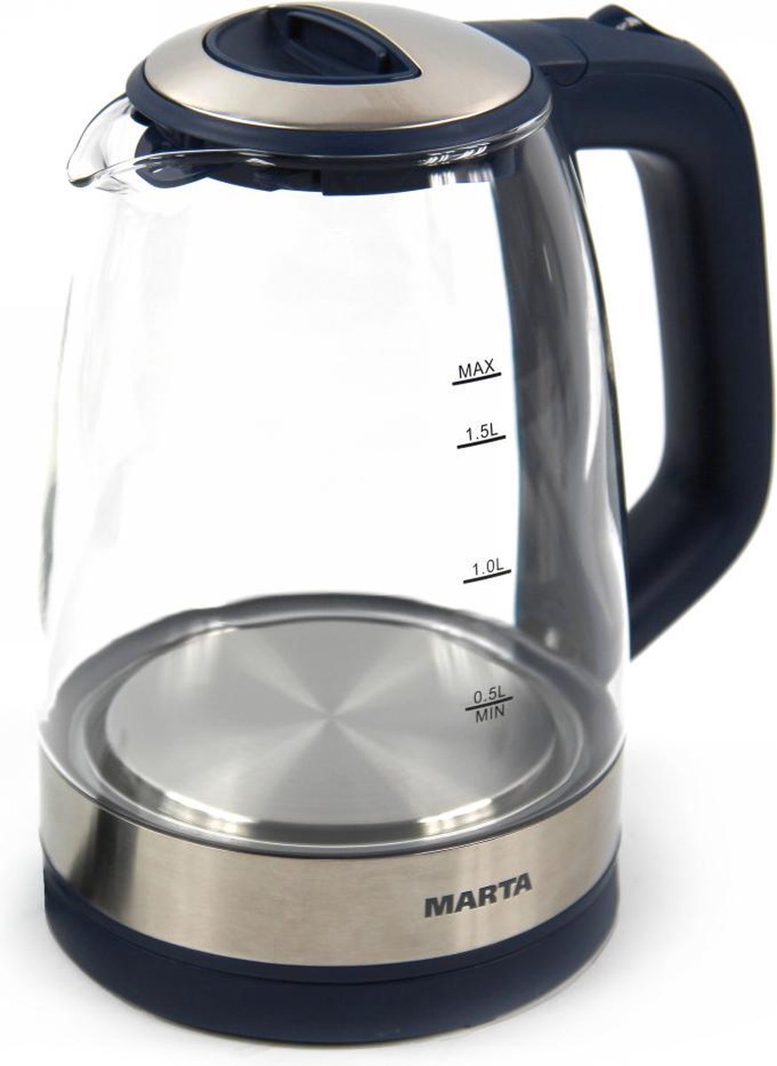 MARTA MT-1078 Glazen waterkoker|2250W|1.7L|LED|blue sapphire