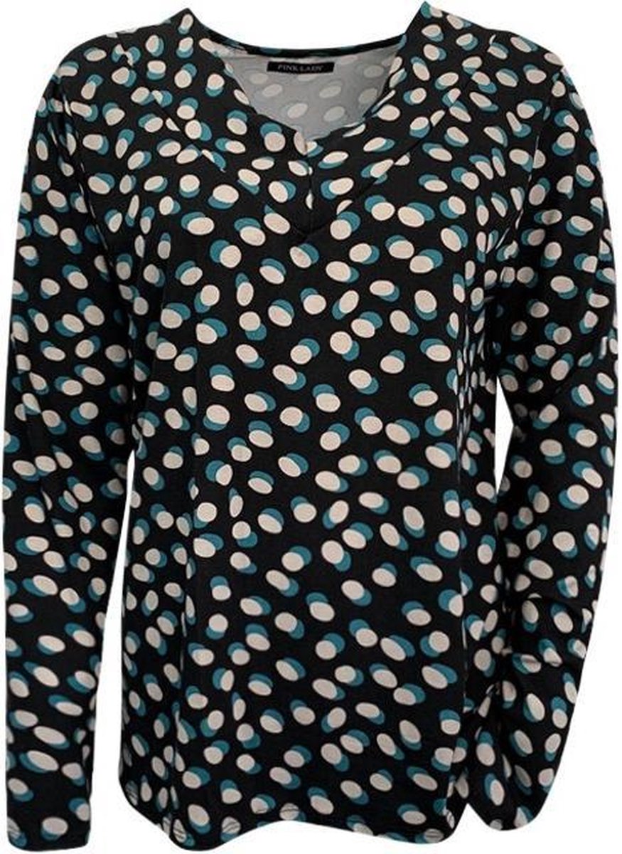 Pink Lady dames shirt v-hals blauw stip - maat L
