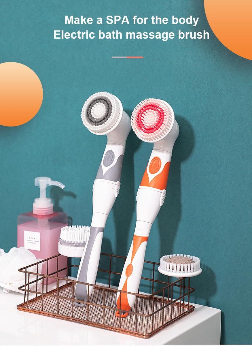 2021 Electric Bath Shower Brush Exfoliation Massage Body Clean Brush spons douche elektrisch borstel Grijs