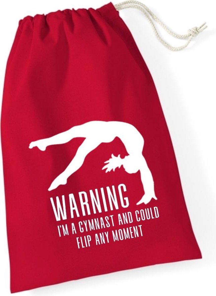 Sparkle&Dream Leertjes/Lusjes Tasje 'Warning Gymnast' Rood