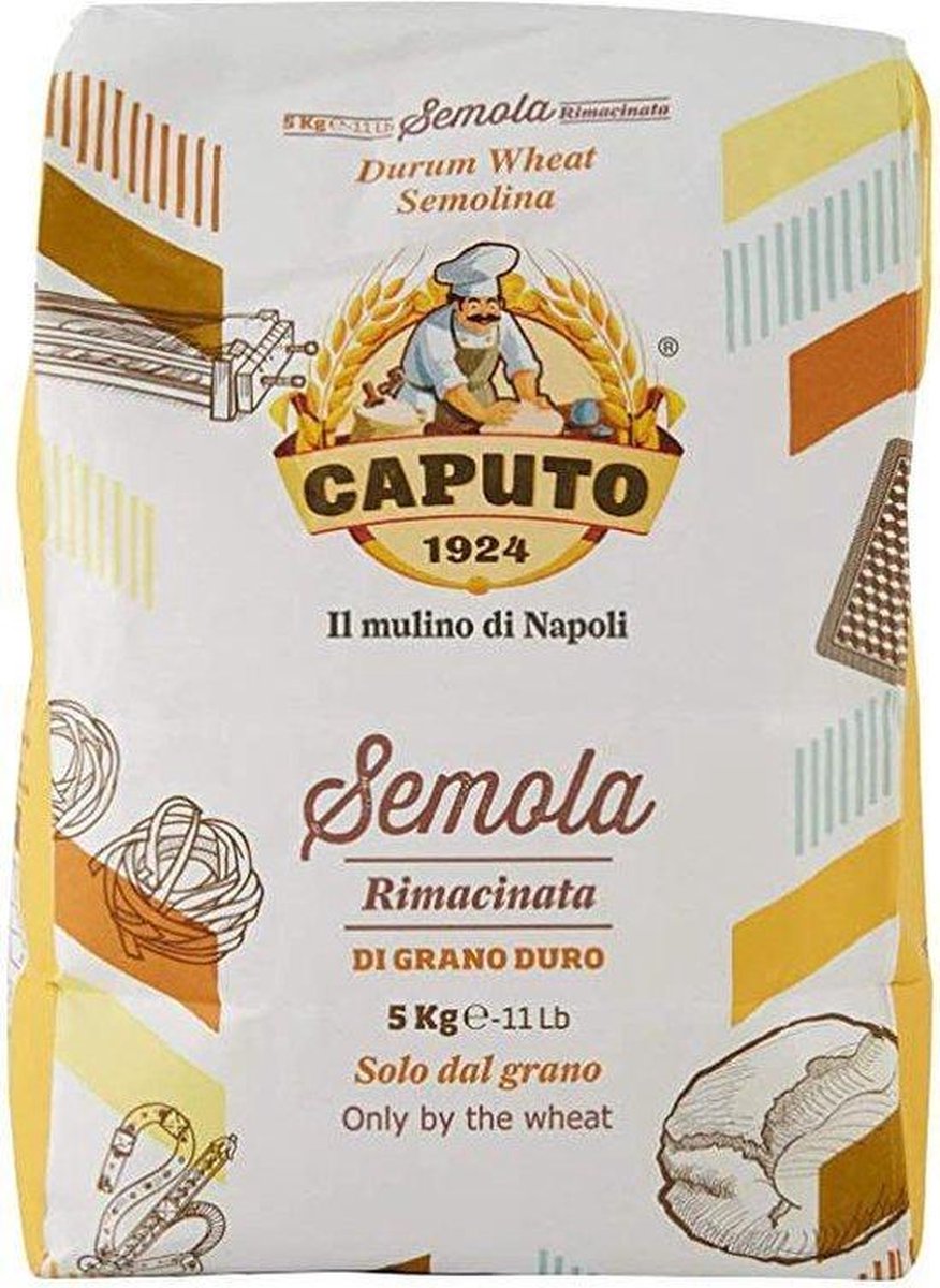 Caputo Semola om Pasta of Pizza Deeg in te Rollen 5kg | Griesmeel | Zelf Pizza Bakken | Zelf Pasta Maken | Pizzaoven | Pasta Machine | Broodbakmachine | Pizzasnijder