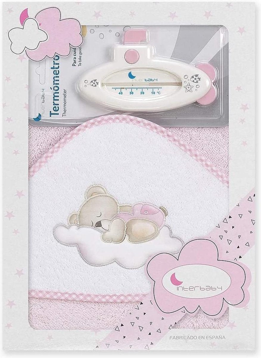 Interbaby Badaccessoires Cloud 100 Cm Katoen Roze 2-delig