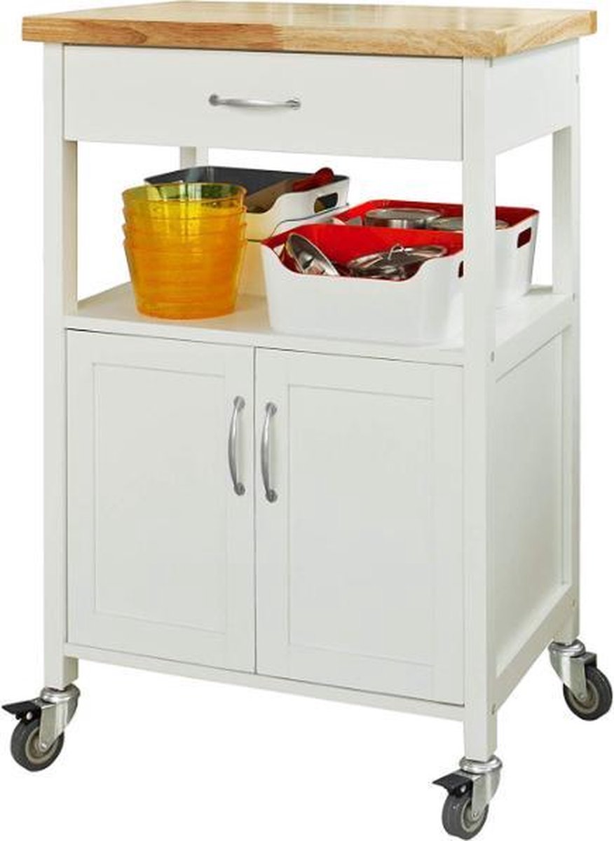 Keukentrolley - Serveerwagen - Lade - Wit - 60x90x44.5 cm