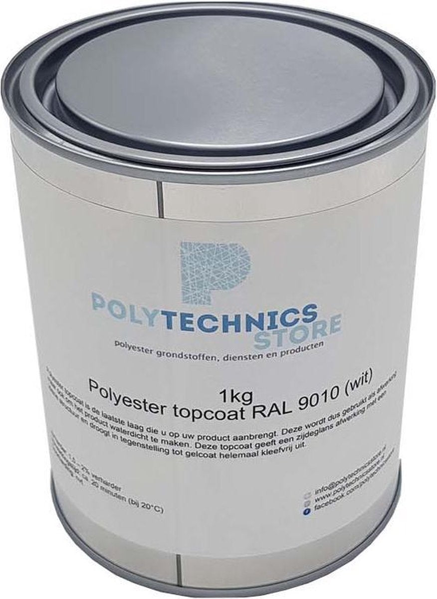 Polyester Topcoat RAL 9010 (Zuiver wit) 1 kg + MEPK Verharder - Polyester Verf
