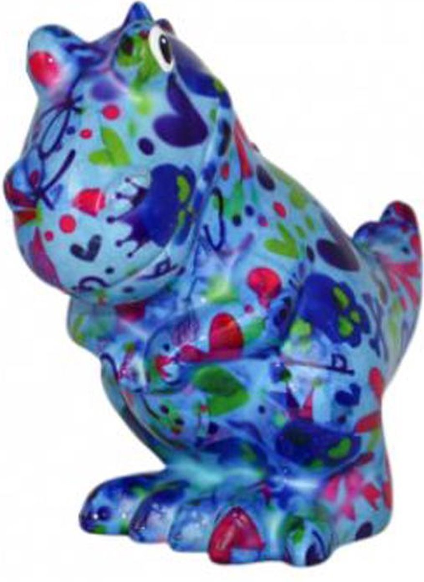 Pomme pidou spaarpot dinosaurus Tito M blauw met doodshoofdjes