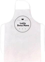 Liefste bonus mama keukenschort | verassing - feestdag - verjaardag - geschenk - gift - kado - cadeau - barbeque - barbecue - chefkok - keuken - schort - eten - bbq - vlees - familie