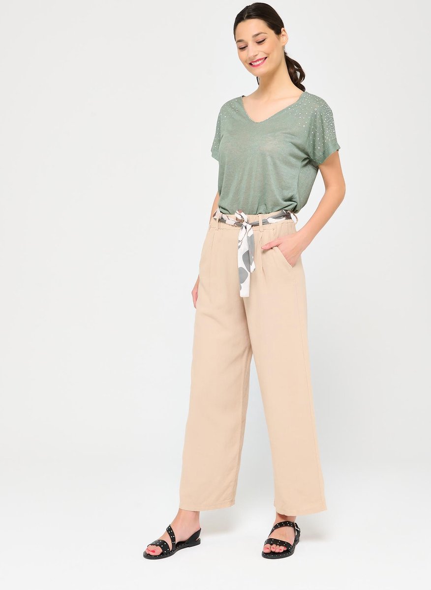 Linnen losse broek - Beige