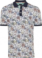 Tresanti Heren Poloshirt Wit Bloem Print Piqué Regular Fit - XL
